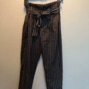 Paper Bag Striped Pants